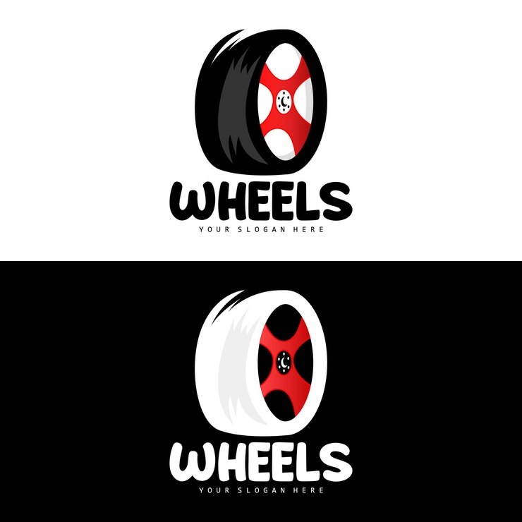 Vector logotipo de la rueda del neumático piezas automotrices diseño del taller de mantenimiento del vector garaje vehículo automotriz icono de rueda simple moderno