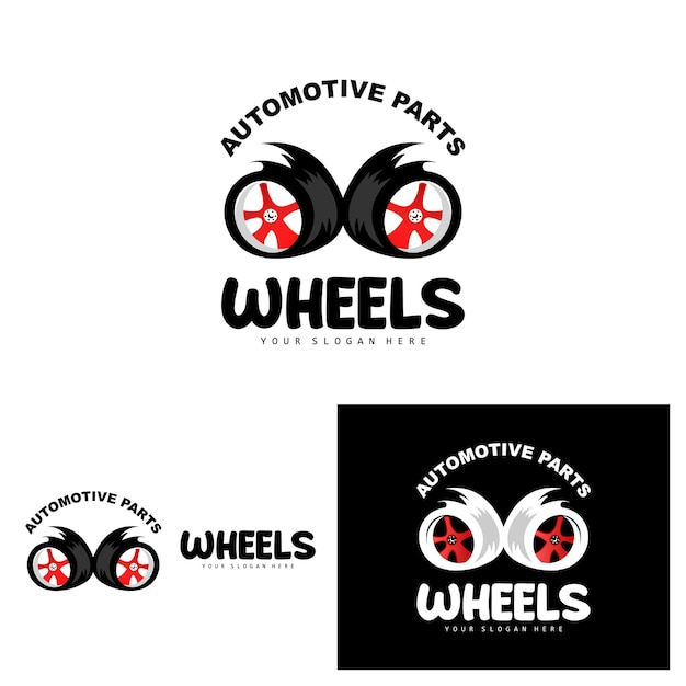 Logotipo de la rueda del neumático Piezas automotrices Diseño del taller de mantenimiento del vector Garaje Vehículo automotriz Icono de rueda simple moderno