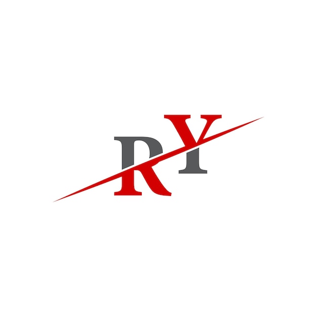 Logotipo RY minimalista con línea diagonal dinámica