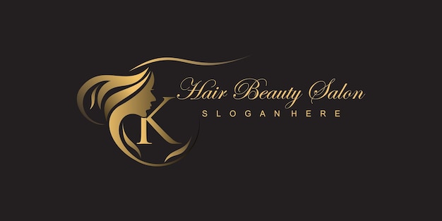 Logotipo de salón de belleza de cabello creativo con vector premium de estilo moderno