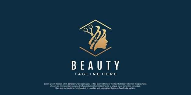 Logotipo de salón de belleza con concepto creativo y vector premium de icono de diseño de elemento único