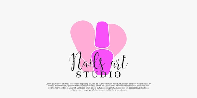 Logotipo de salón de belleza de nail art con vector premium de concepto creativo