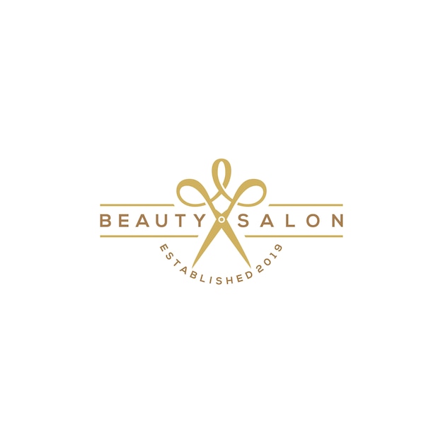 Vector logotipo de salón de belleza con tijera