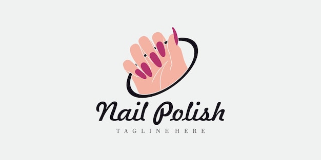 Logotipo de salón de belleza de uñas con vector premium de concepto creativo