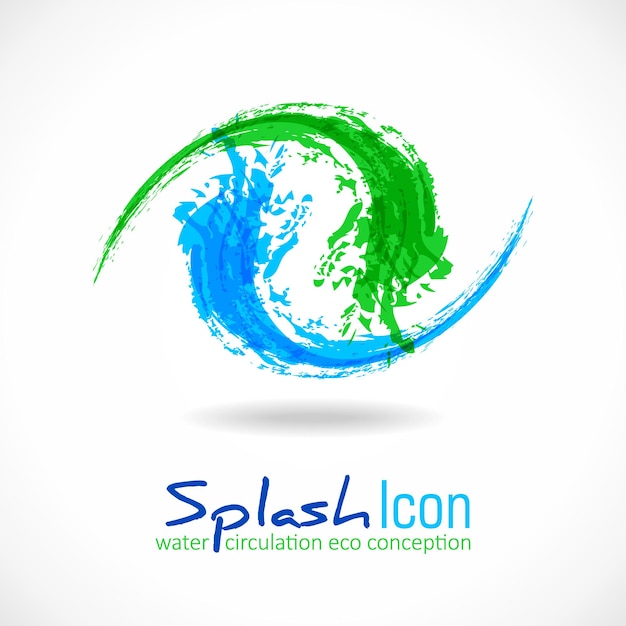 Logotipo de salpicadura de tinta azul y verde como un concepto de agua de circulación en la naturaleza Símbolo de grunge de agua limpia colorido abstracto Plantilla de diseño de onda de fluido ecológico vectorial