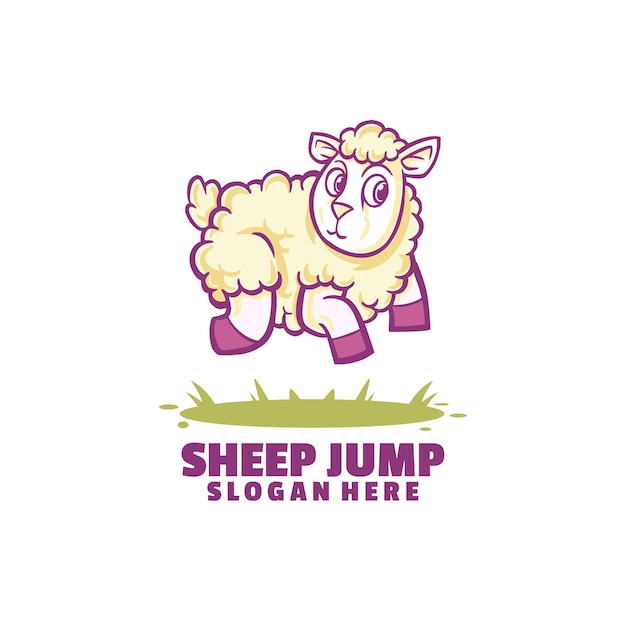 Logotipo de salto de oveja aislado en blanco