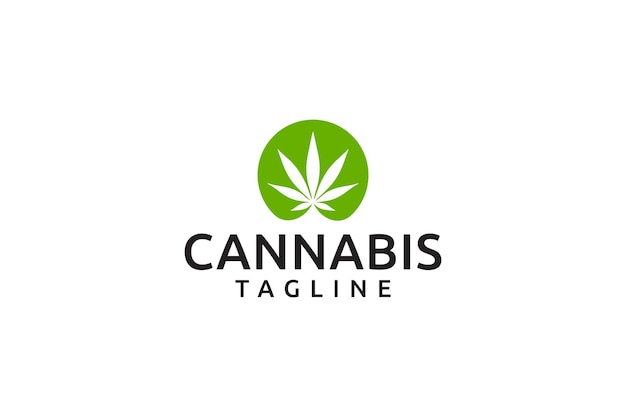 Logotipo de salud del cannabis de silueta verde