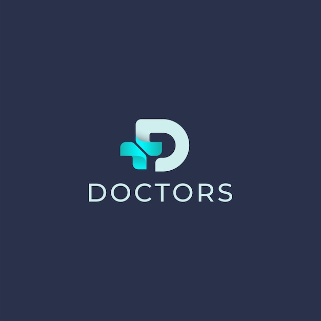 Logotipo de salud médica tecnológica 3d creativa letra D