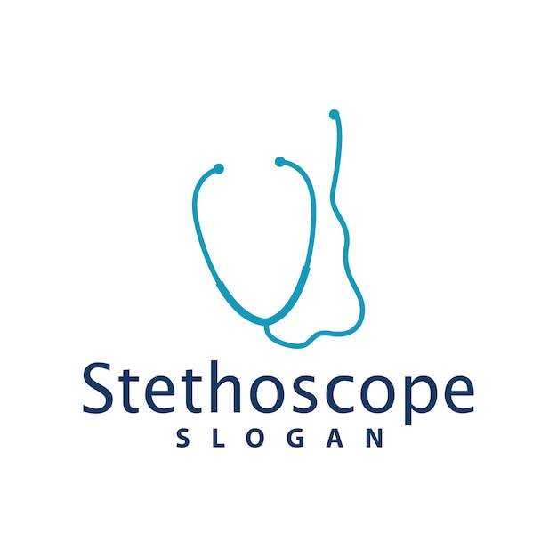 Logotipo de salud Médico Estetoscopio Vector Línea de cuidado de la salud Icono de diseño Ilustración de silueta