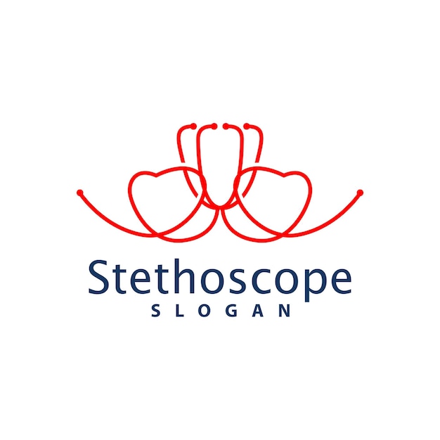 Logotipo de salud Médico Estetoscopio Vector Línea de cuidado de la salud Icono de diseño Ilustración de silueta