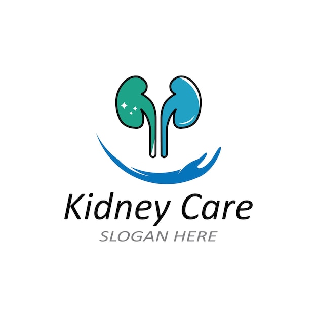 Logotipo de salud renal y cuidado renal usando ilustración de vector de concepto de diseño de icono