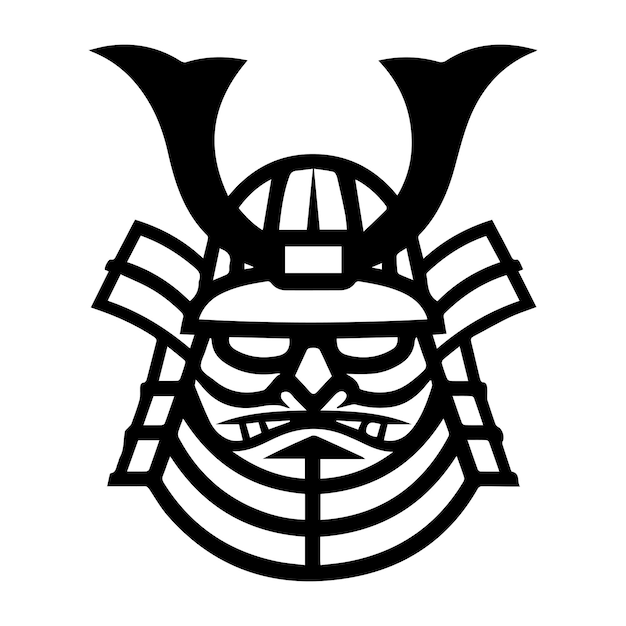 Logotipo de samurai o icono de línea moderno Arte de línea vectorial y diseño de icono con contorno en negrita