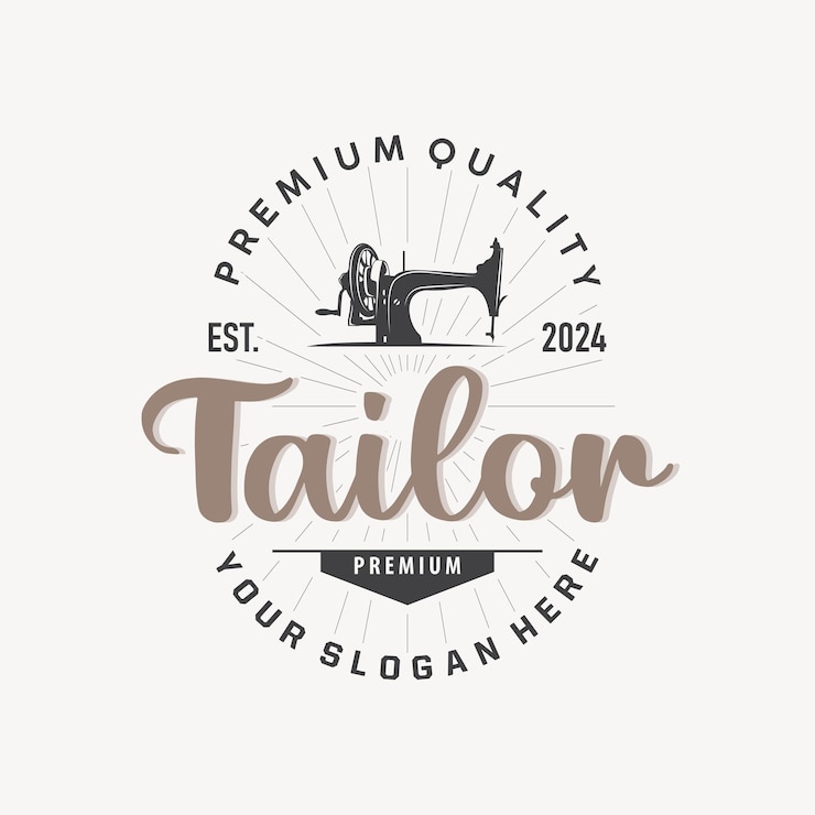 Vector logotipo de sastre aguja y hilo vectorial retro vintage sencillo minimalista diseño de inspiración antigua