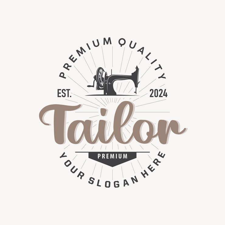 Logotipo de sastre aguja y hilo vectorial retro vintage sencillo minimalista diseño de inspiración antigua