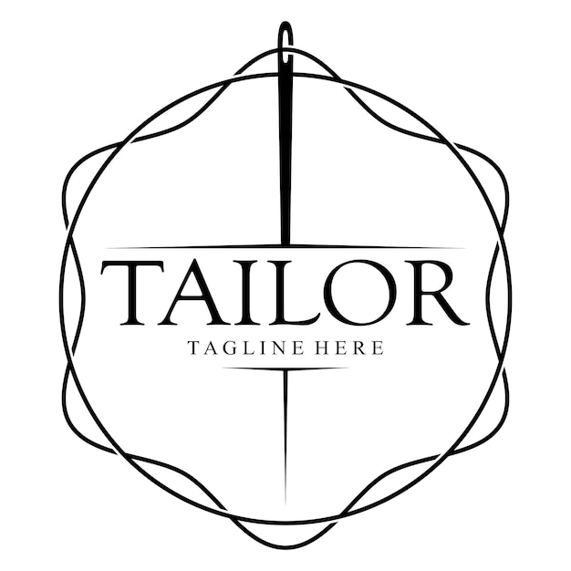 Logotipo de sastre plantilla de ilustración de icono combinación de botones para ropa hilo y máquina de coser para ropa diseño de productos convección empresas moda en forma vectorial