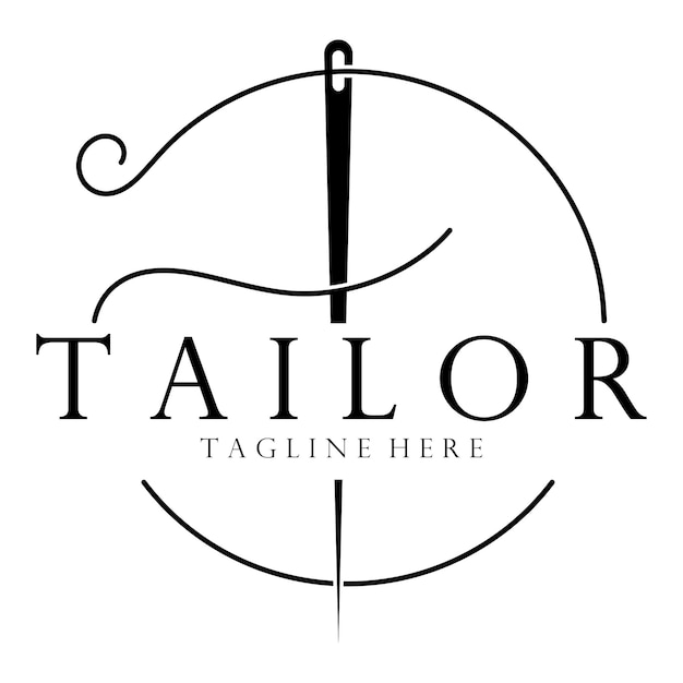 Logotipo de sastre plantilla de ilustración de icono combinación de botones para ropa hilo y máquina de coser para ropa diseño de productos convección empresas moda en forma vectorial
