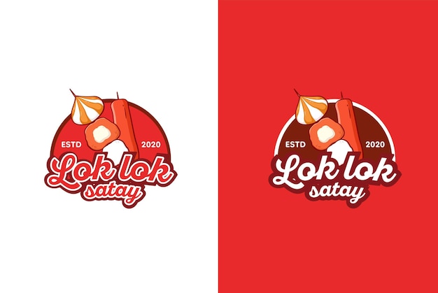 Logotipo de satay de mariscos coreanos a la parrilla