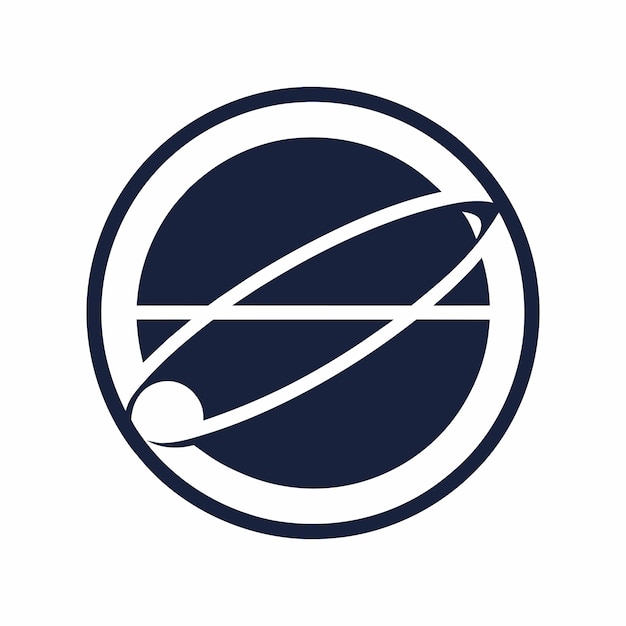 El logotipo de Saturno un diseño minimalista encerrado dentro de un círculo un coche minimalista con líneas limpias y un sencillo esquema de colores monocromáticos