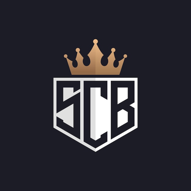 Logotipo SCB de lujo con corona iniciales elegantes logotipo de letra SCB para marcas exclusivas letra SCB monograma para empresas de alta gama