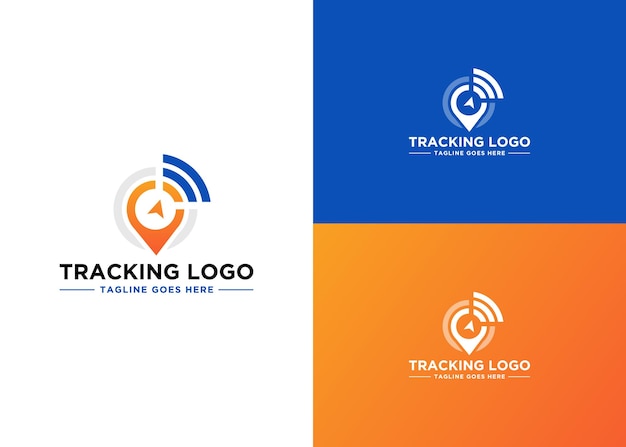 Un logotipo de seguimiento o un logotipo comercial de un sistema de seguimiento concepto de diseño logotipo de servicio de flota