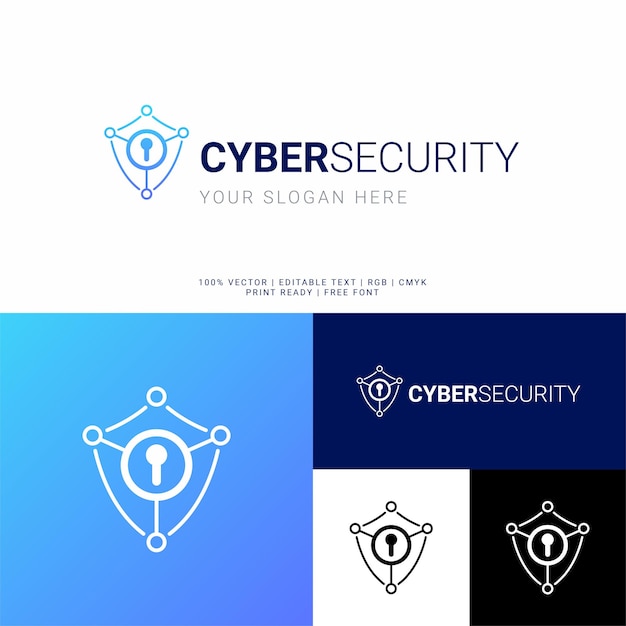 Vector logotipo de seguridad cibernética