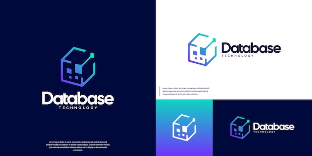 logotipo de seguridad con concepto de tecnología digital modelo vectorial de servicio de protección de almacenamiento de base de datos