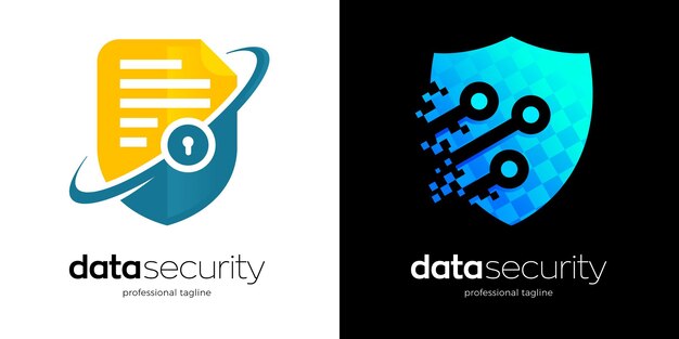 Logotipo de seguridad de datos con dos variaciones diferentes.