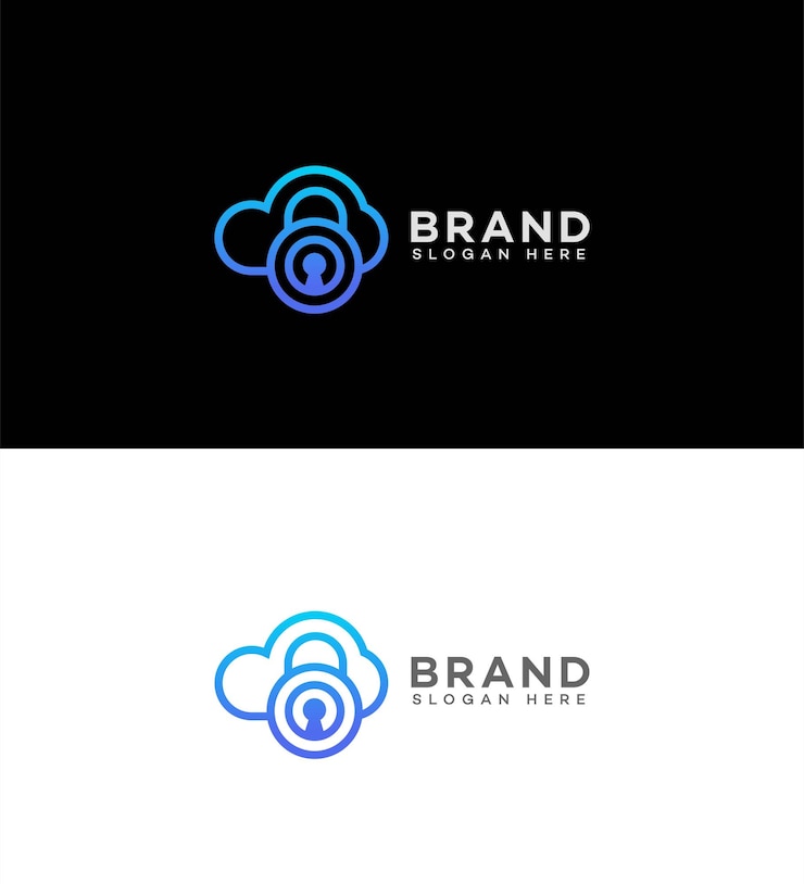 Vector el logotipo de seguridad en la nube es una plantilla de símbolo de señal de identidad.