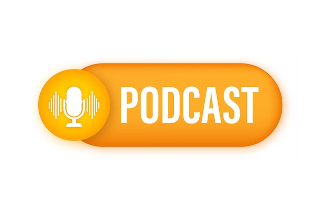 Logotipo de sello de icono de insignia de podcast Ilustración vectorial