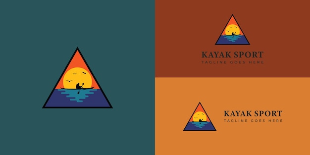 El logotipo del sello Vintage Kayak Adventure en forma de triángulo se aplicó como inspiración para el diseño del logotipo comunitario