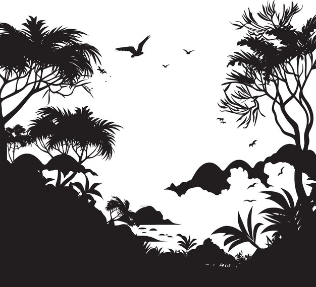 El logotipo de la selva dinámica de la maravilla es la esencia de la selva icono de diseño negro