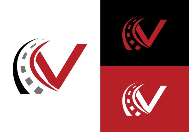 Logotipo de señal de tráfico con la letra V Diseño Símbolo de señal de transporte y tráfico
