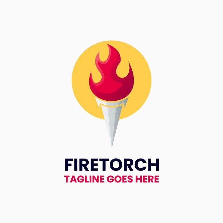 Vector logotipo sencillo de la antorcha de fuego