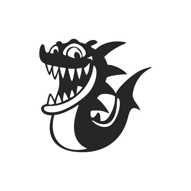 Logotipo sencillo en blanco y negro con cocodrilo dulce y alegre