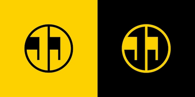 Logotipo sencillo de círculo de letras JJ adecuado para negocios con las iniciales JJ