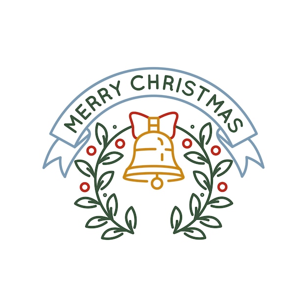 Logotipo sencillo con el icono de la campana de Feliz Navidad