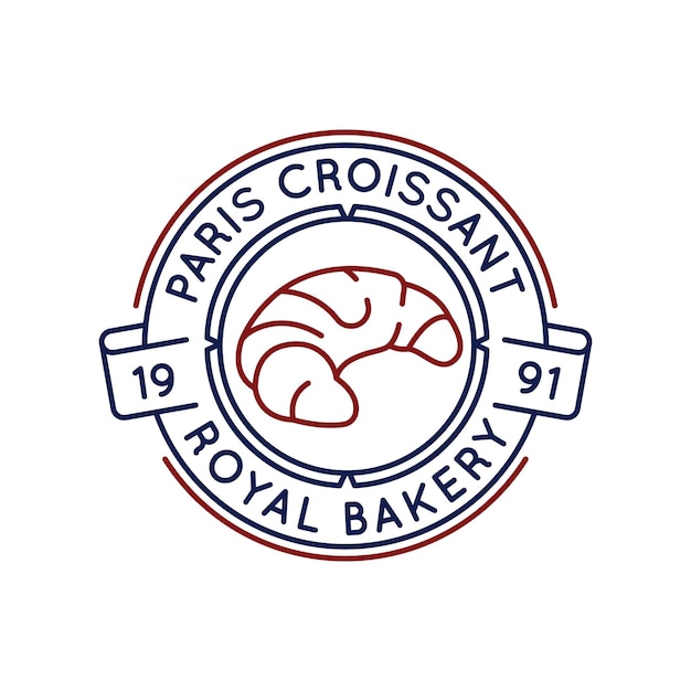 Logotipo sencillo con el icono del croissant de París
