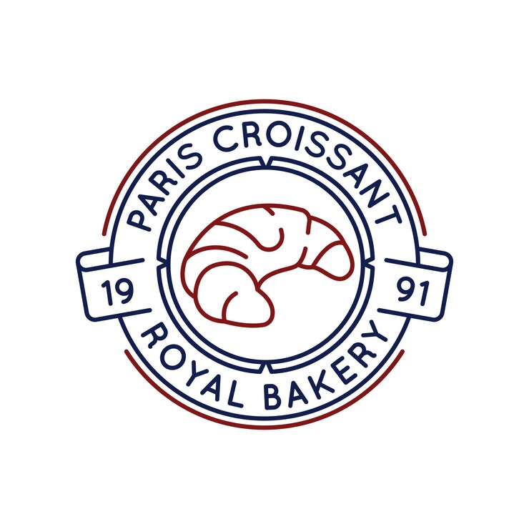 Vector logotipo sencillo con el icono del croissant de parís