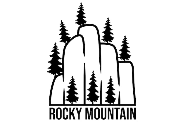 Logotipo Senderismo Montaña Rocosa