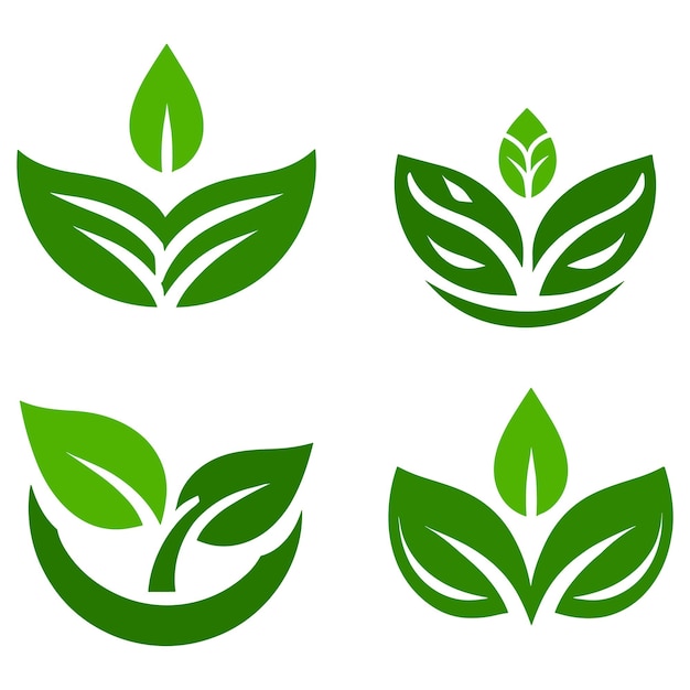 El logotipo en serie de las hojas verdes de Vector Eco