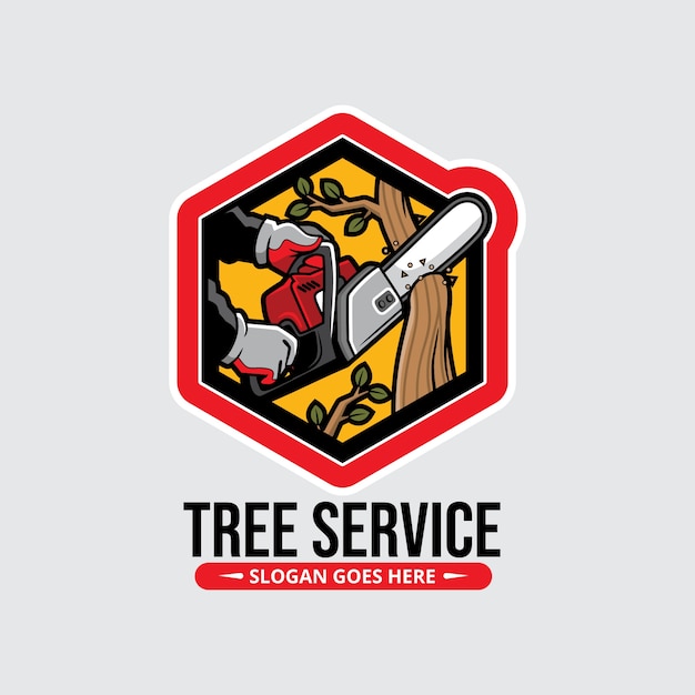 Logotipo de servicio de árbol de diseño plano