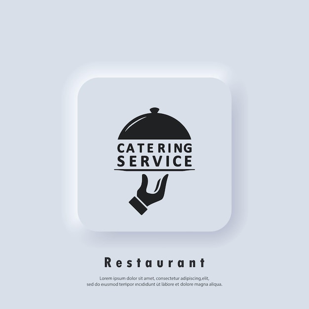 Logotipo de servicio de catering. icono de servicios de catering. vector. botón web de interfaz de usuario blanco neumorphic ui ux. neumorfismo