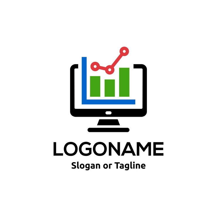 Vector logotipo de servicio informático logotipo de servicio web estadística de datos analíticos de datos