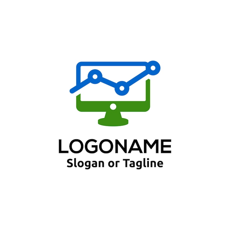 Vector logotipo de servicio informático logotipo de servicio web símbolo de gráfico estadístico analítico de datos