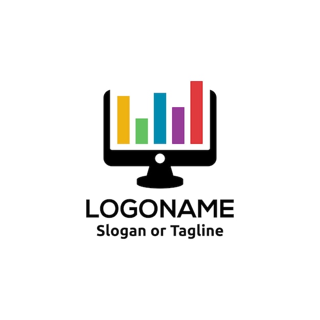 Logotipo de servicio informático logotipo de servicio web símbolo de gráfico de procesamiento de datos analíticos de datos