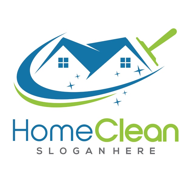 Logotipo del servicio de limpieza y limpieza de la casa