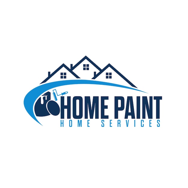 un logotipo para el servicio de pintura en el hogar con una casa y una casa
