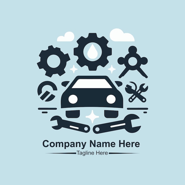El logotipo de servicio y reparación de automóviles aquí