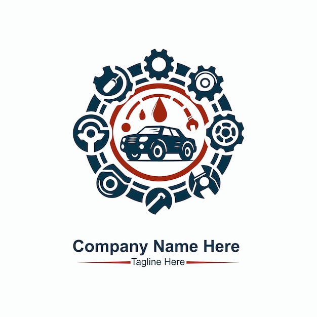 El logotipo de servicio y reparación de automóviles aquí