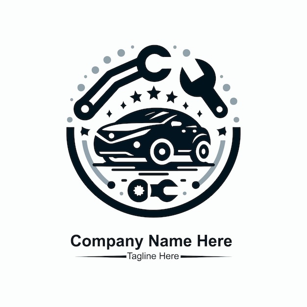 El logotipo de servicio y reparación de automóviles aquí